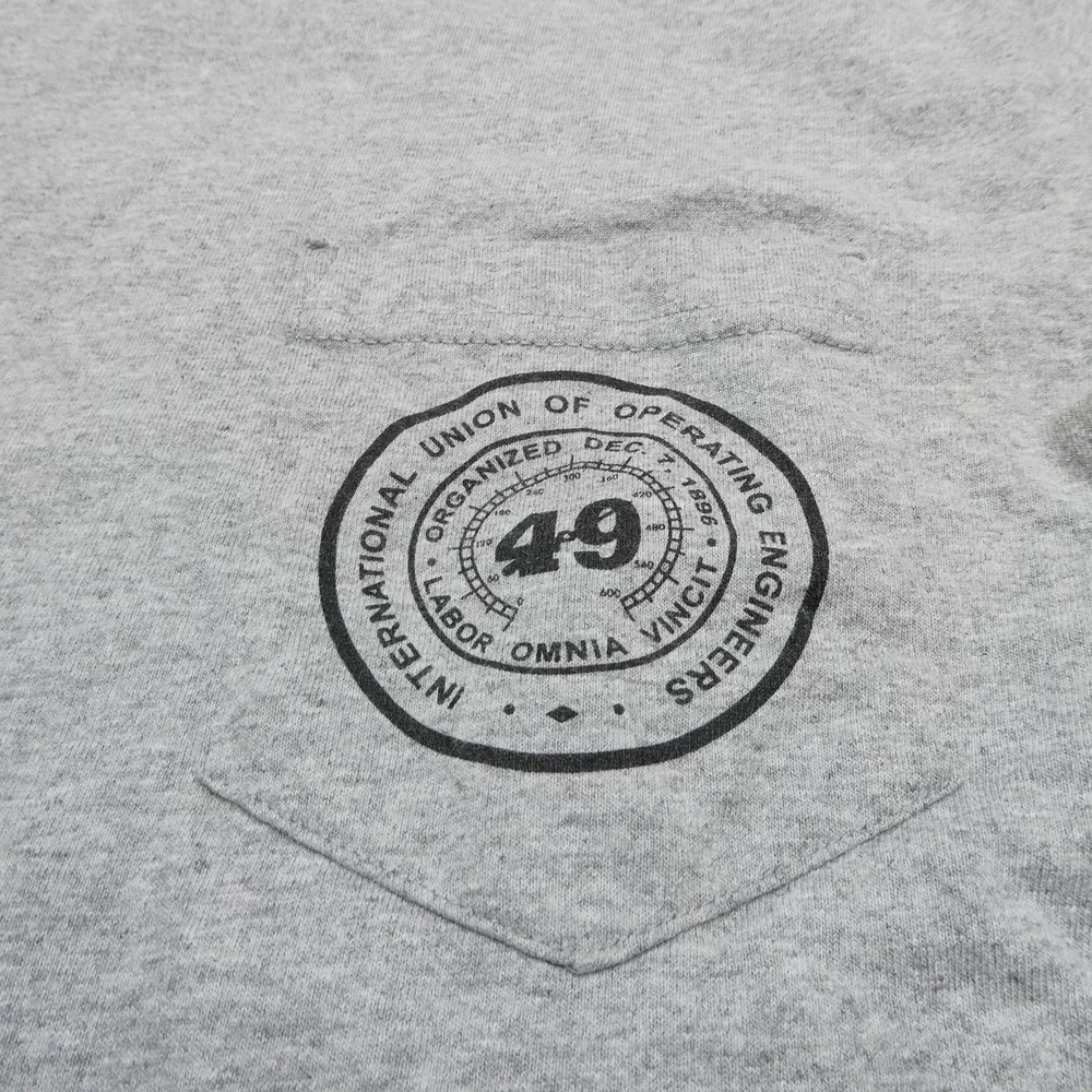 Bayside Shirt Mens Medium‎ Gray Local 49 Union USA Flag Heavyweight Workwear Tee